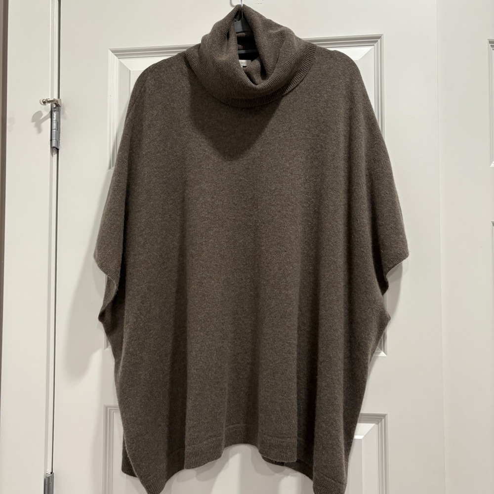 Garnet Hill oversized 100% cashmere sweater poncho cape Brown